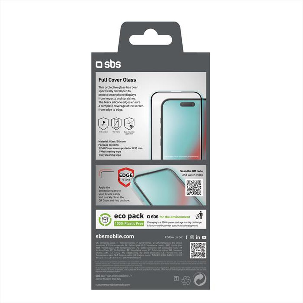 Immagine del prodotto SBS - Full cover glass TESCRFCIP1661P per iPhone 16 Pro-Nero