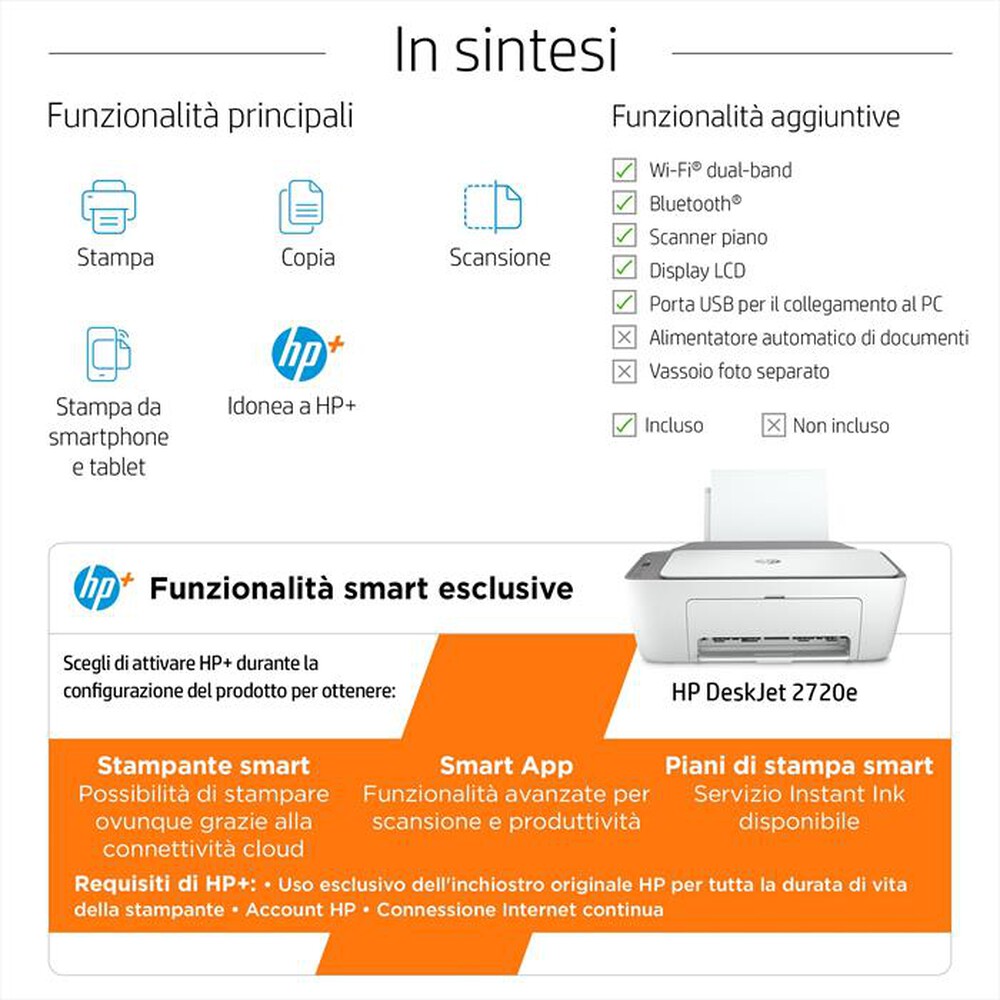 "HP - MULTIFUNZIONE DESKJET 2720E 6 MESI INSTANT INK HP+-Cement"