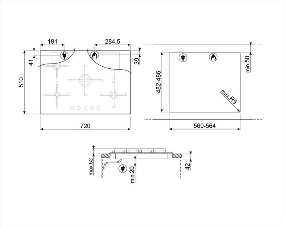 Immagine del prodotto SMEG - Piano cottura a gas PV275S 72cm-Silver
