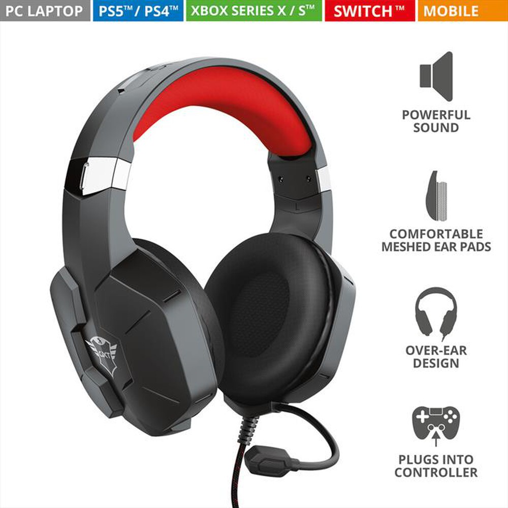 "TRUST - GXT323 CARUS HEADSET-Black/Red"