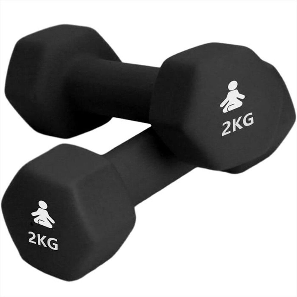 FITPADDY - MANUBRI DUMBBELL 2 KG - 2 PEZZI-nero