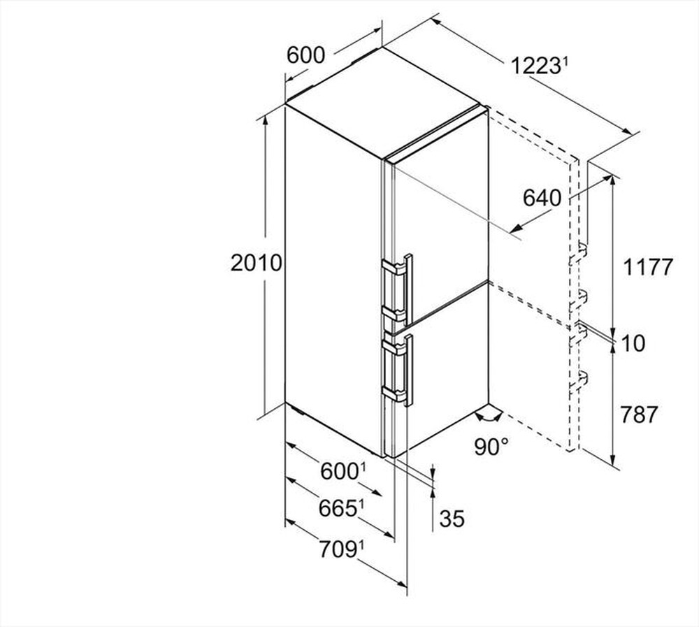 Immagine del prodotto LIEBHERR - Frigorifero combinato CBNBS 4835-21 Classe D 391lt-Acciaio nero