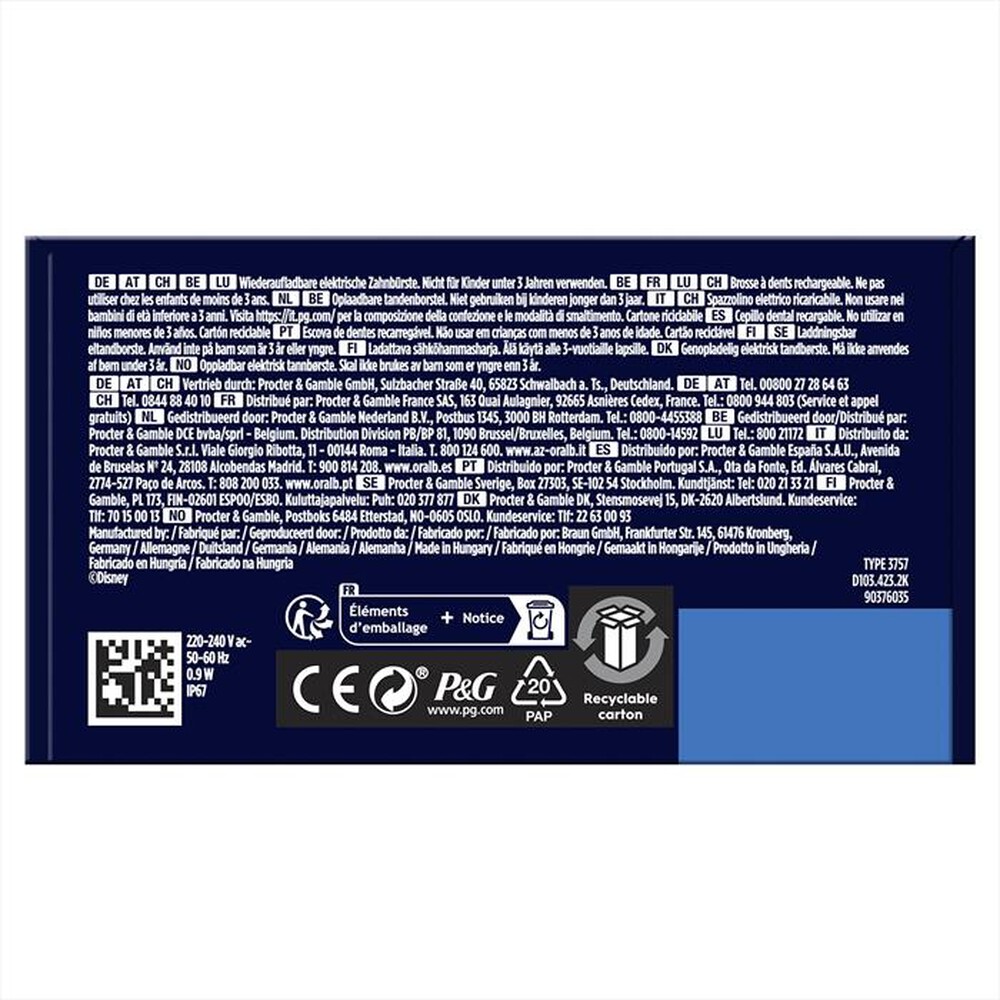 "ORAL-B - Spazzolino elettrico PRO KIDS-Azzurro"