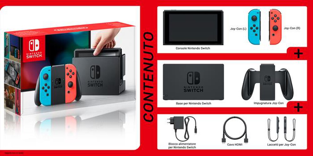 "NINTENDO - Switch 1.1 con Joy-Con Rosso Neon e Blu Neon-Blu/Rosso"