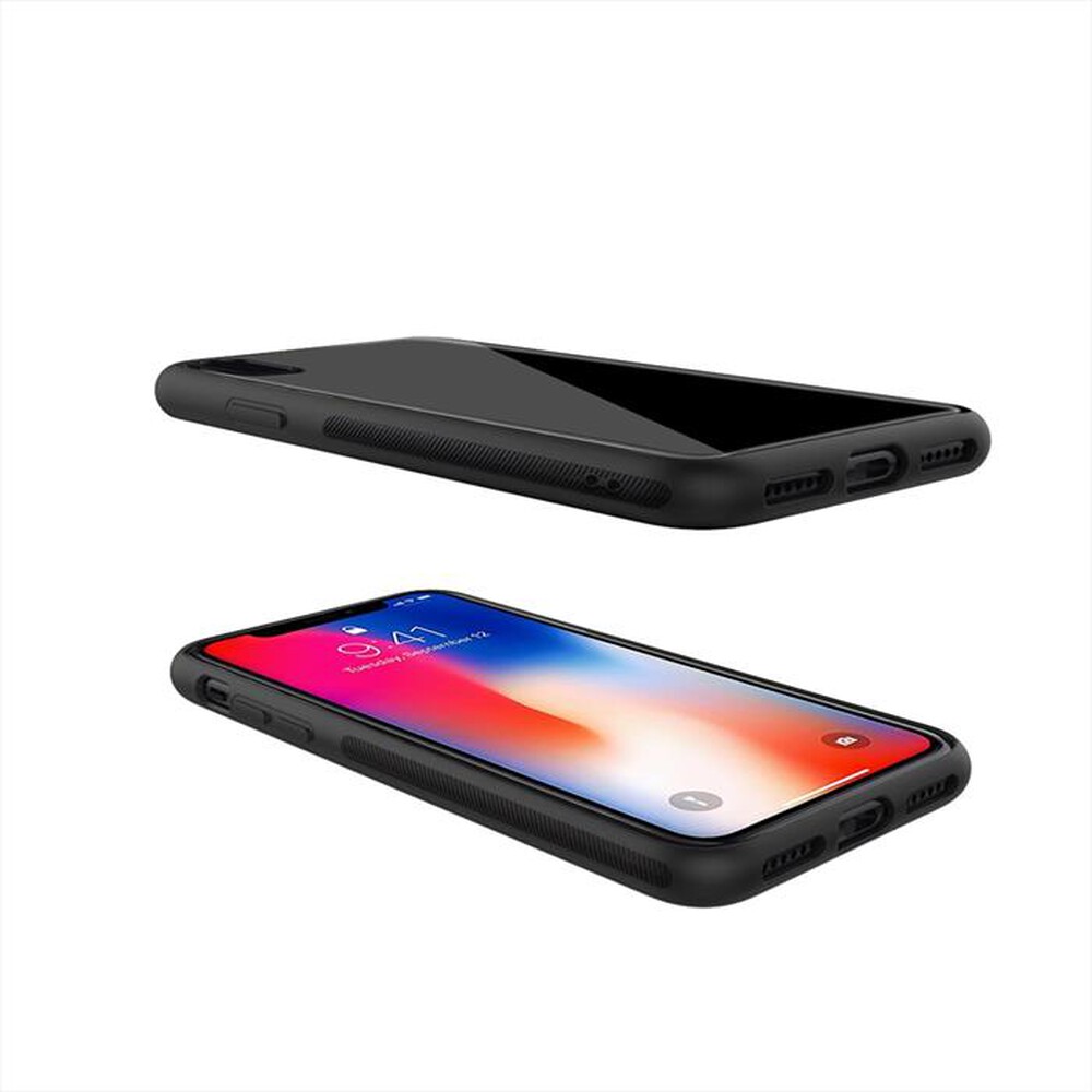 "CELLY - COVER PER IPHONE X-Nero/Vetro temperato+TPU"