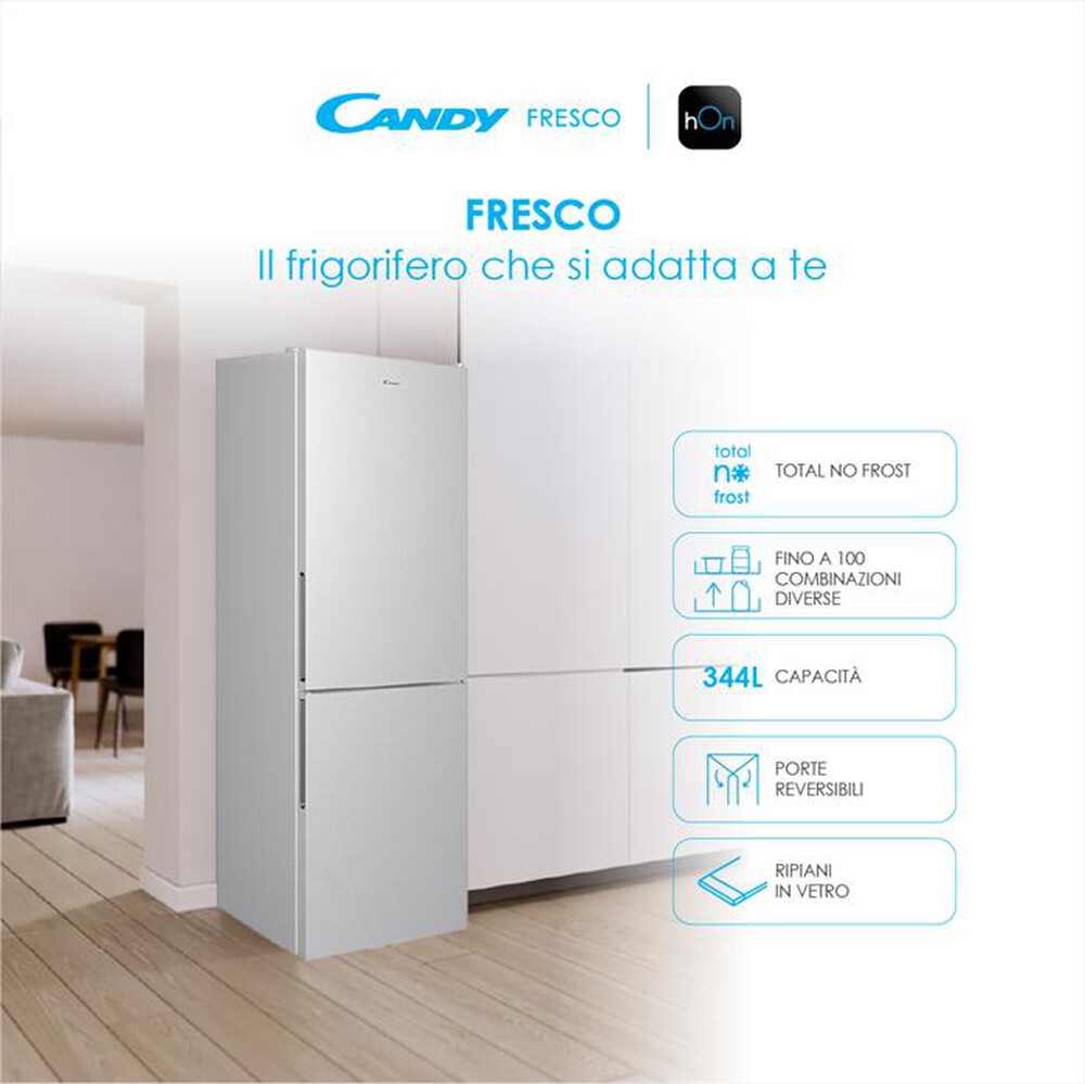 "CANDY - Frigorifero combinato CCE4T620ES Classe E 377 lt"