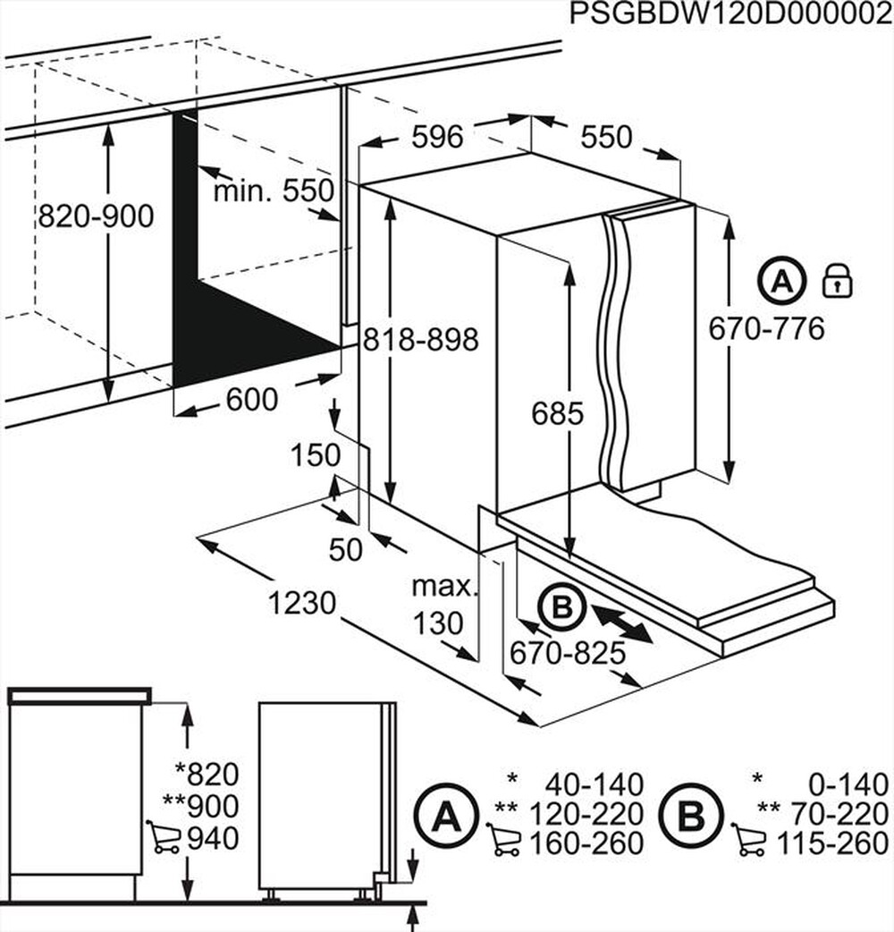 "AEG - Lavastoviglie incasso FSE63617P Classe D"