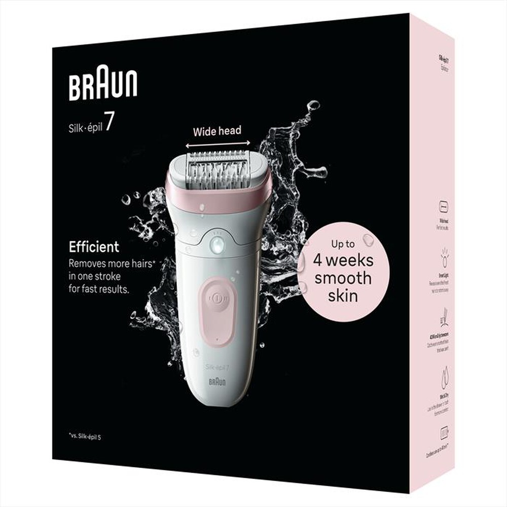 "BRAUN - Epilatore Elettrico SILK-ÉPIL 7 7-000-BIANCO/ROSA"