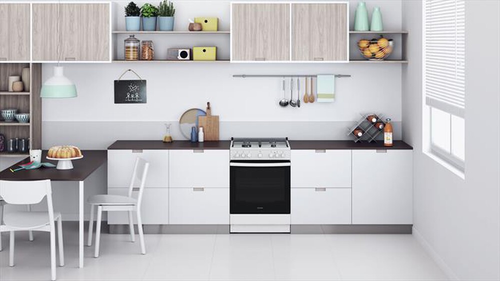 "INDESIT - Cucina a gas IS67G4PHWE Classe A-Nero, Bianco"