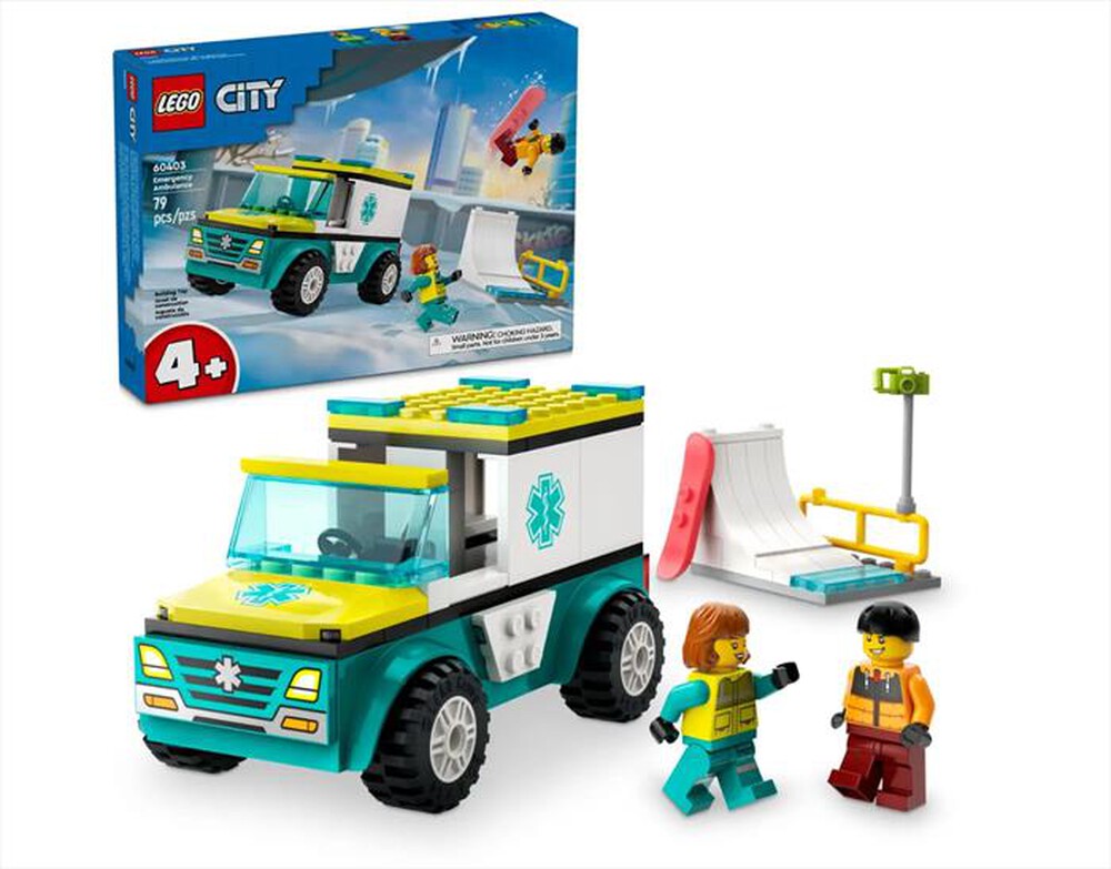"LEGO - CITY Ambulanza di emergenza e snowboarder - 60403-Multicolore"