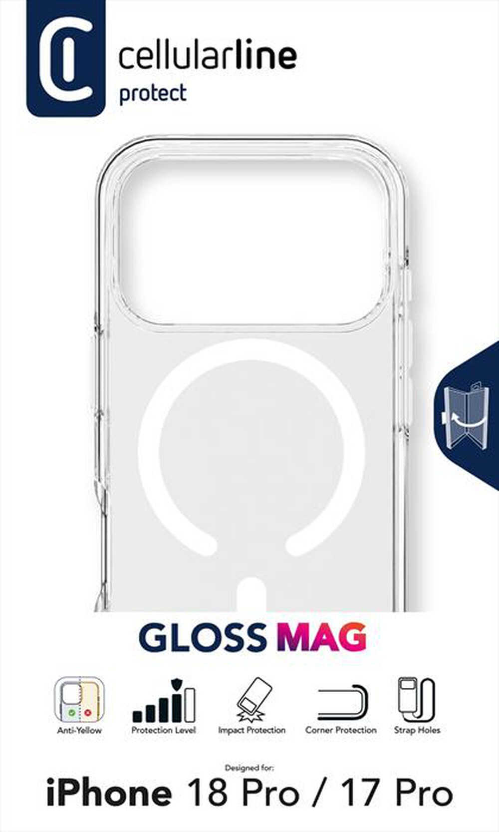 Immagine del prodotto CELLULARLINE - Cover GLOSS MAG per iPhone 18 Pro-Trasparente