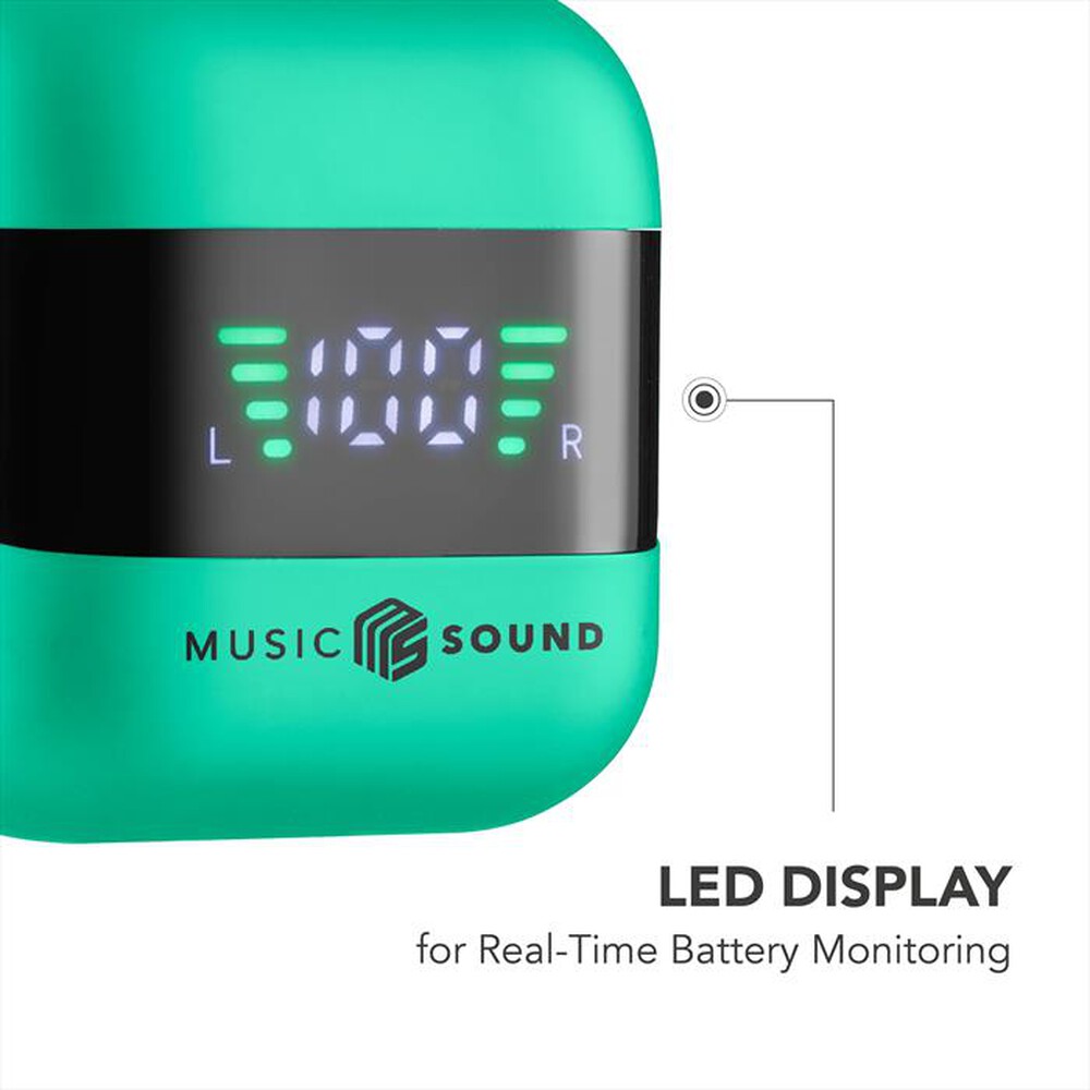 "MUSIC SOUND - AURICOLARI TWS CON DISPLAY LED-Green"