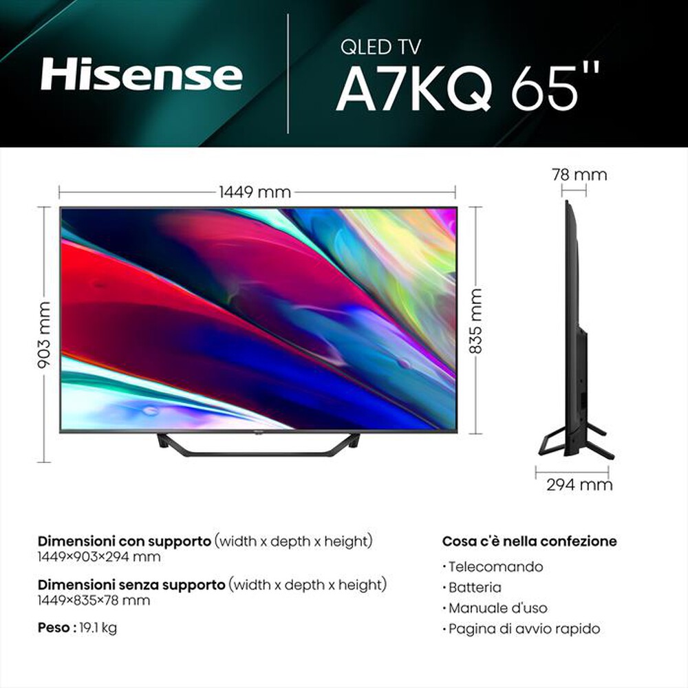 Immagine del prodotto HISENSE - Smart TV Q-LED UHD 4K 65" 65A79KQ-Black
