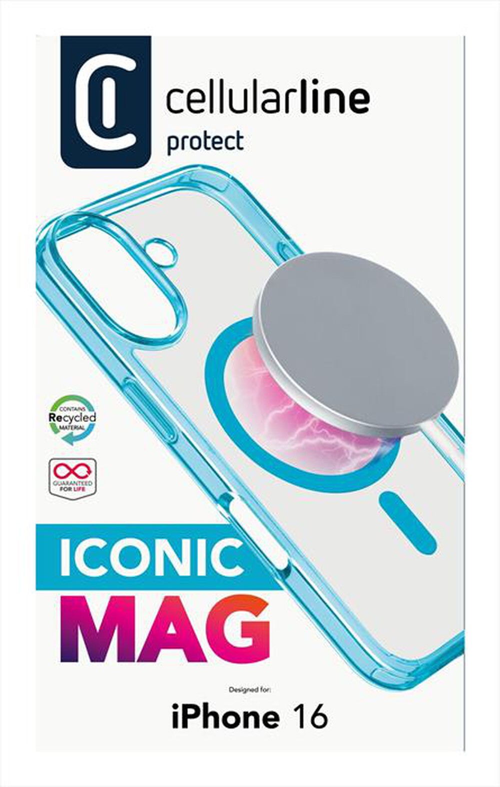 "CELLULARLINE - Cover case ICONIC MAG per iPhone 16-Blue"