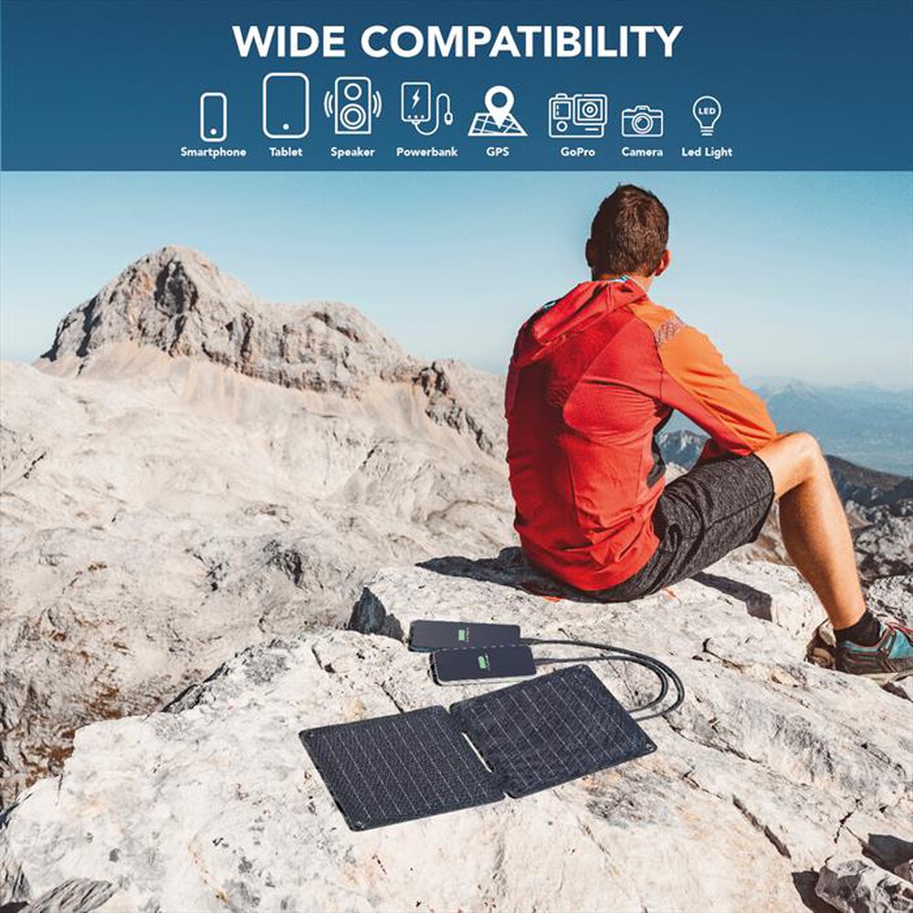 Immagine del prodotto CELLULARLINE - Caricabatterie portatile SOLAR ACHSOLAR2USB10WD-Nero