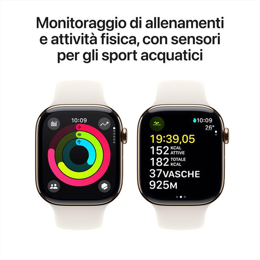 "APPLE - Watch Series 10 GPS + Cellular 46mm Titanio-Oro - Sport Band Galassia S/M"