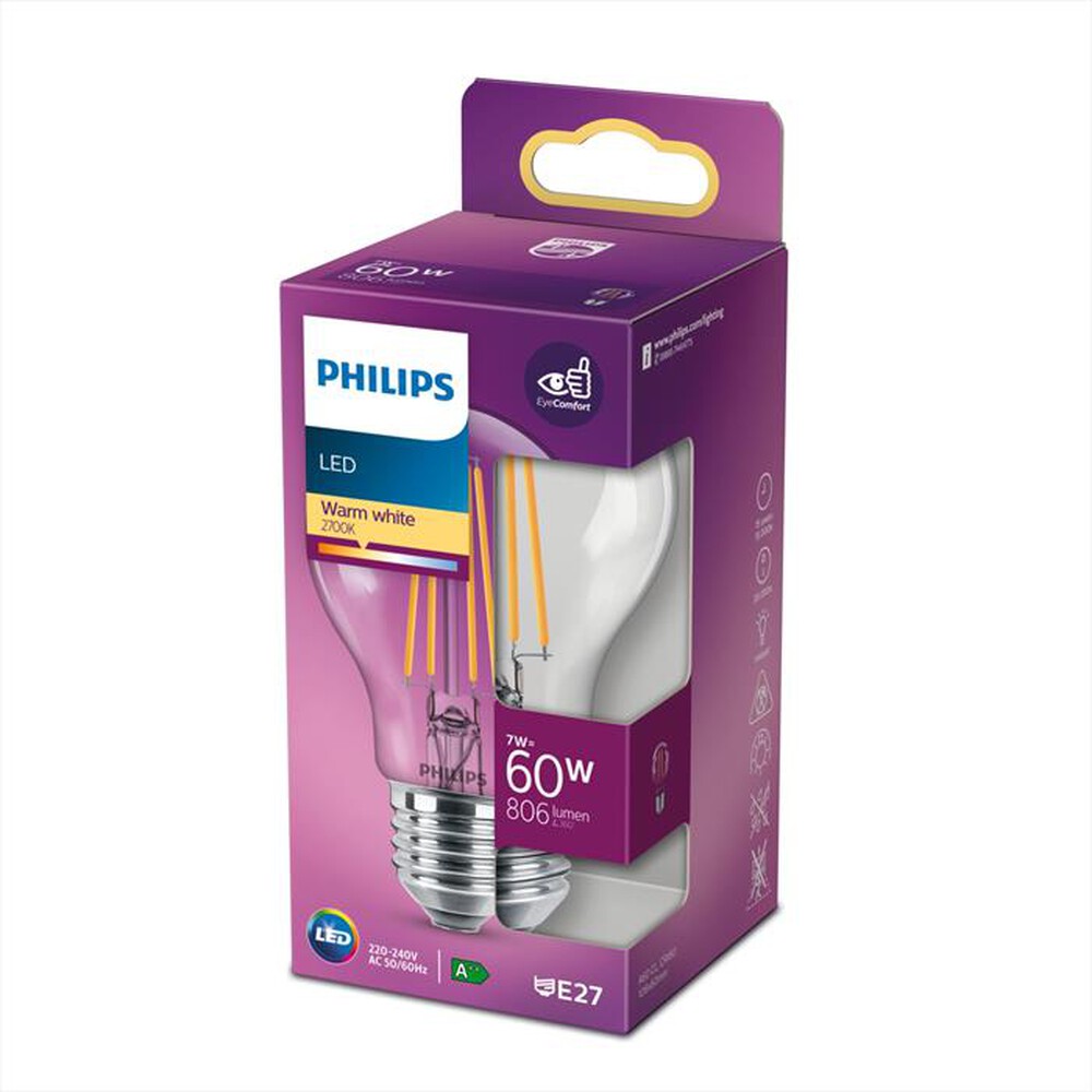 Immagine del prodotto PHILIPS - Lampada a LED GOCCIA FIL.E27 60W CLD-White