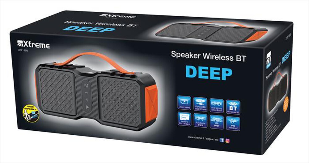 "XTREME - SPEAKER WIRELESS BT DEEP-NERO/ARANCIONE"