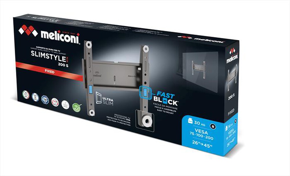 Meliconi - Supporto da parete TV inclinabile e orientabile ER 200 Flat - per TV da 26 a 45 - VESA 50/75/100/200