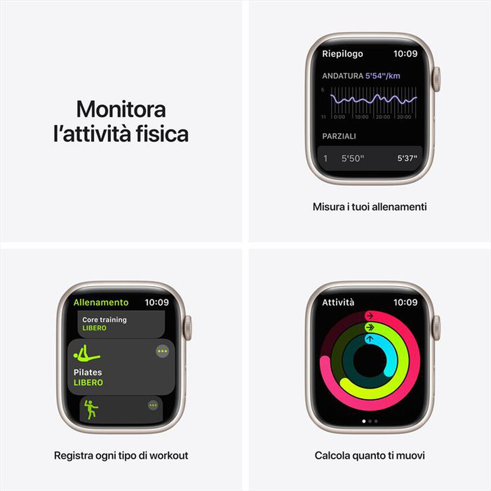 Immagine del prodotto APPLE - Watch NIKE Series 7 GPS 45mm Alluminio-Sport Platino Puro/Nero