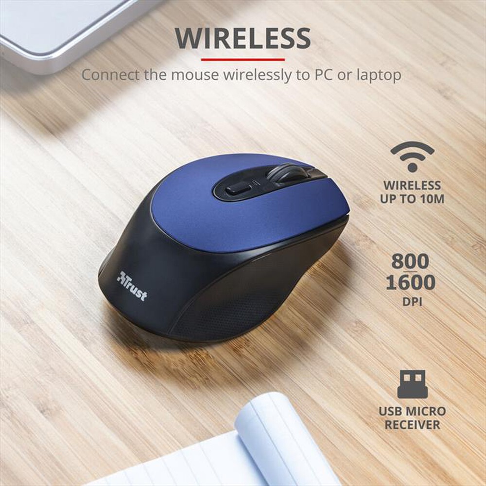 "TRUST - ZAYA WRL RCHRGABLE MOUSE BLU-Blue"