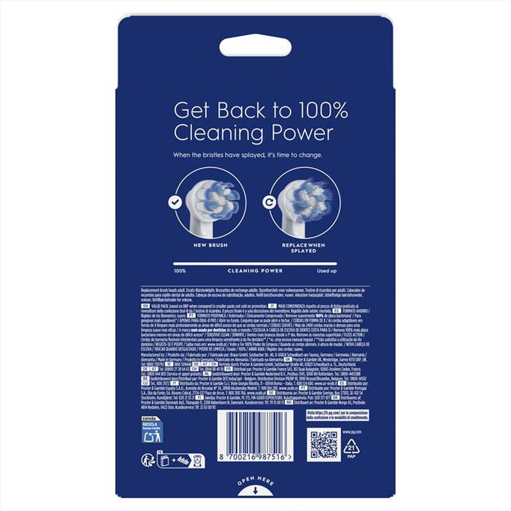Immagine del prodotto ORAL-B - Testine Ricambio EB60X 10CT SENSITIVECLEAN ENG BOX-BIANCO