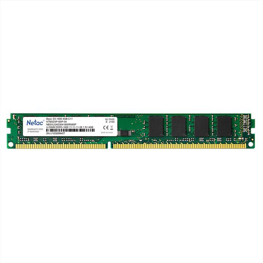 Immagine del prodotto NETAC - BASIC DDR3-1600 4G C11 UDIMM 240-PIN-NERO