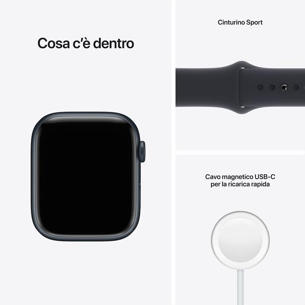 "APPLE - Watch Series 7 GPS 45mm Alluminio-Cinturino Sport Mezzanotte"