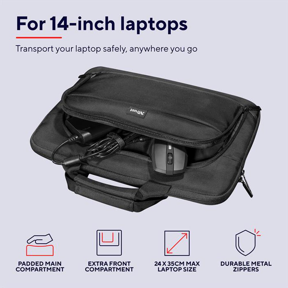 "TRUST - SYDNEY SLIM LAPTOP BAG 14? ECO-Black"