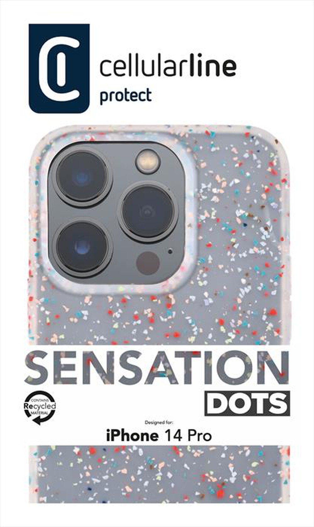 "CELLULARLINE - Cover SENSATION DOTS per iPhone 14 Pro-White"