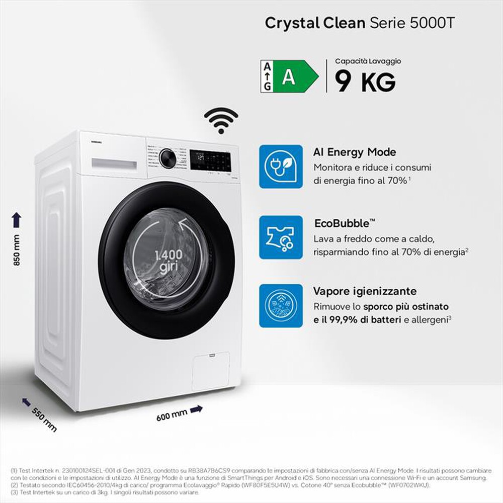 Immagine del prodotto SAMSUNG - Lavatrice WW90CGC04DAEET 9kg 1400g Classe A-Bianco