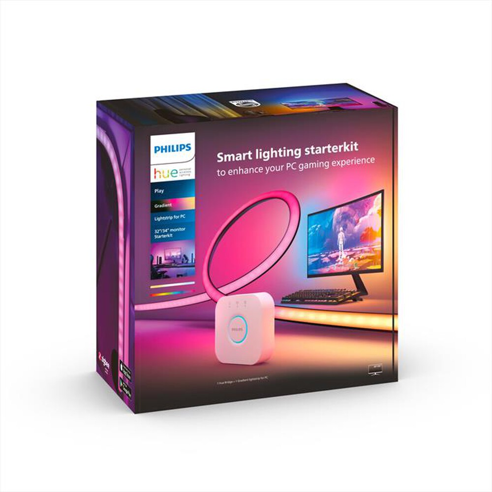 Immagine del prodotto PHILIPS - HUE STARTERKIT LIGHTSTRIP GRADIENT PC32-34"+BRIDGE-Nero, Bianco