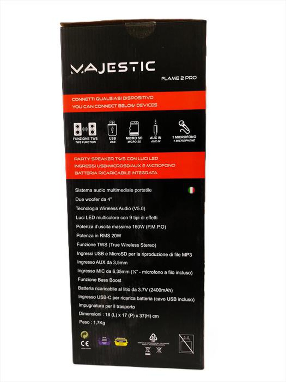 Immagine del prodotto MAJESTIC - Party speaker FLAME 2 PRO-NERO