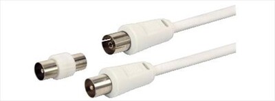GBC - CAVO ANTENNA TV 5M BIANCO CON ADATTATORE-Bianco