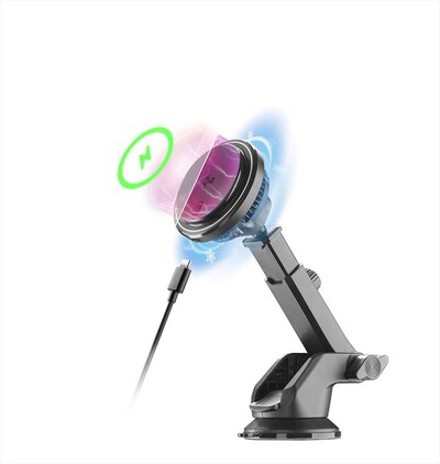 CELLULARLINE - Supporto auto magnetico con tecnologia Qi2-Nero