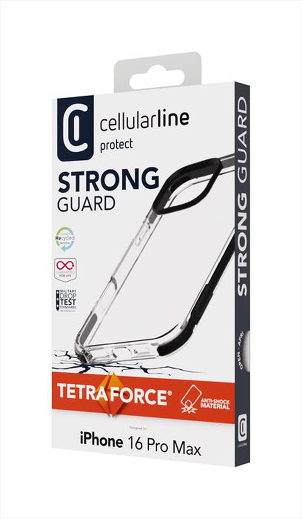"CELLULARLINE - TETRA FORCE STRONG GUARD per iPhone 16 Pro Max-Black"