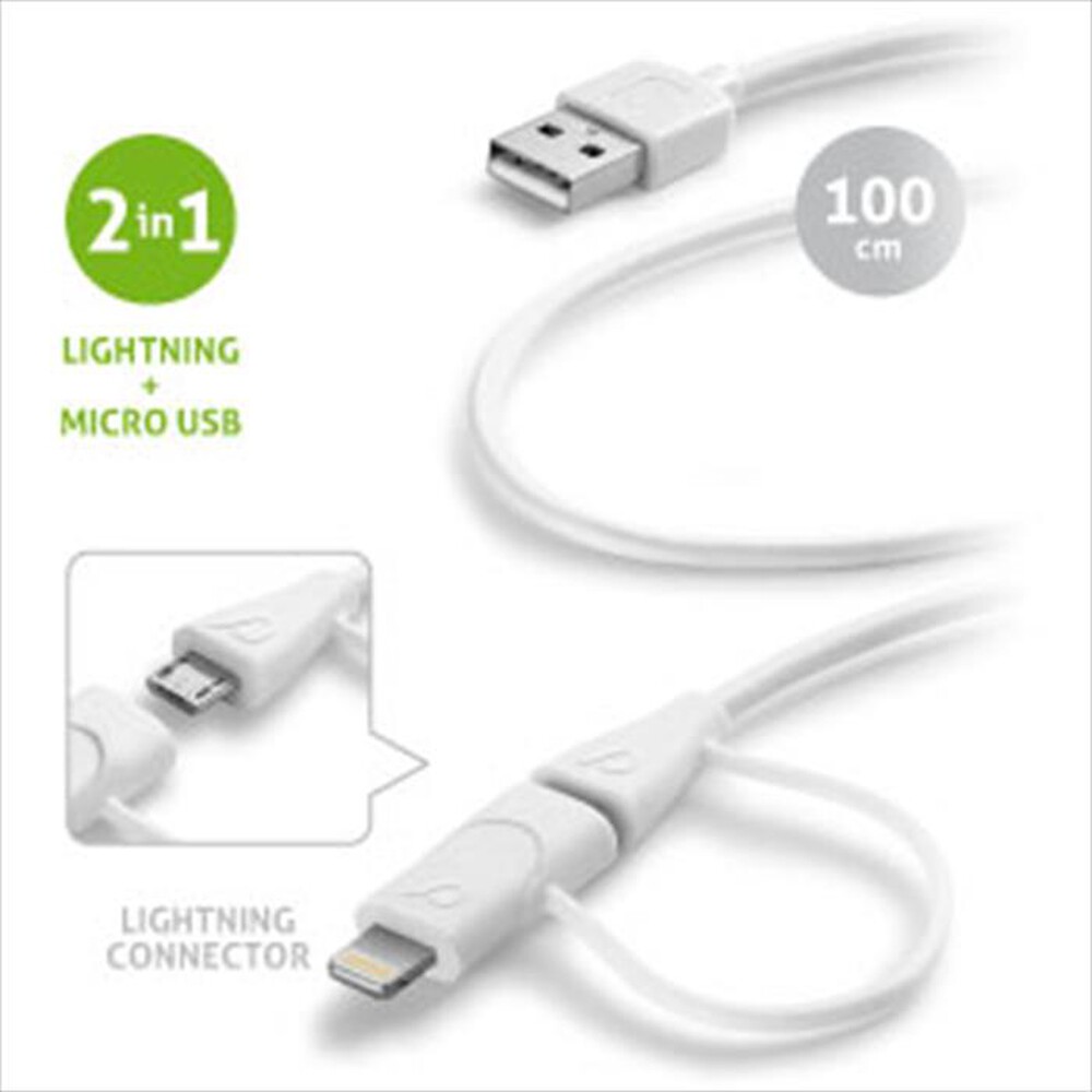 "CELLULARLINE - USB Data Cable Dual For iPhone 5s/5c/5 - Bianco"