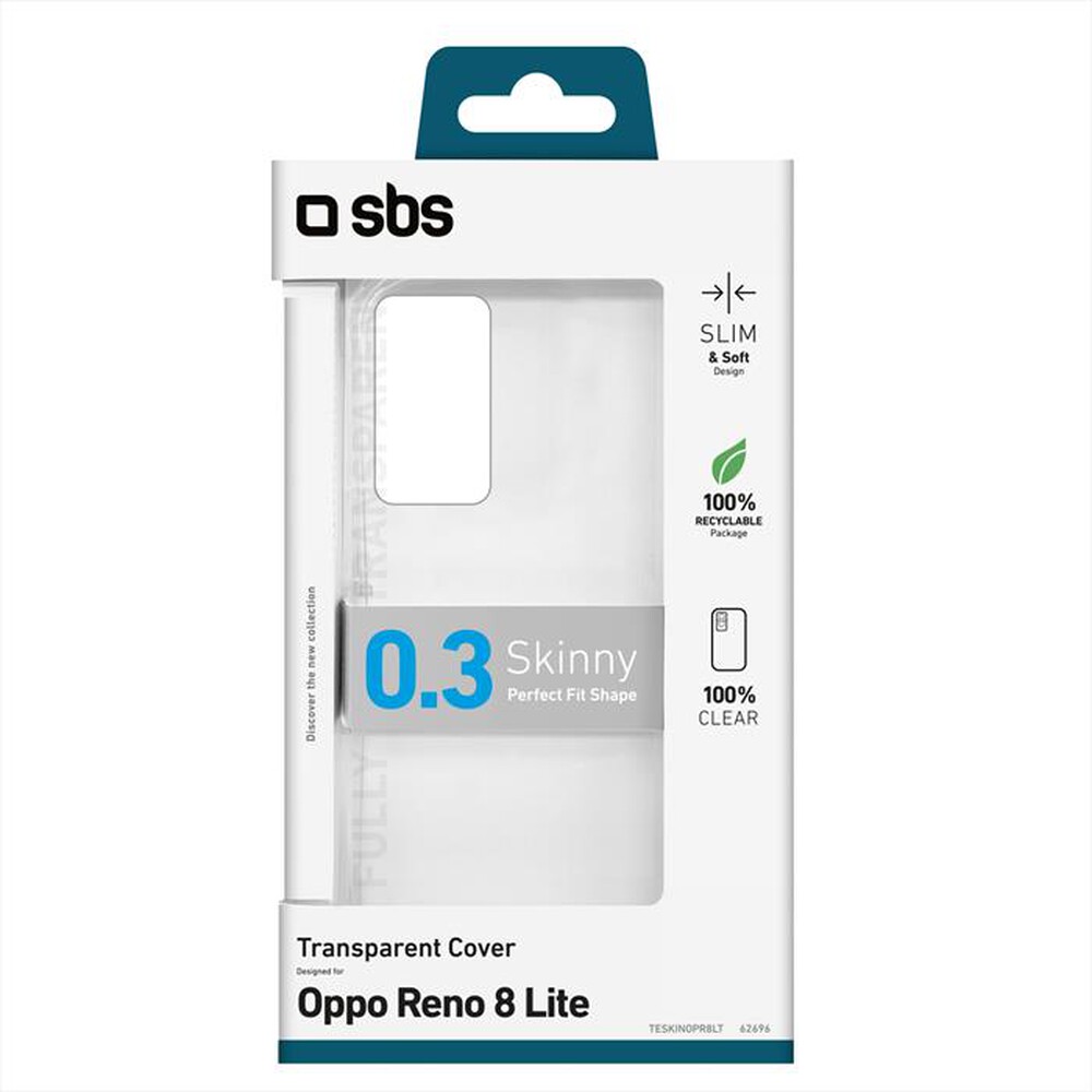 "SBS - Cover skinny TESKINOPR8LT per Oppo Reno 8 Lite-Trasparente"