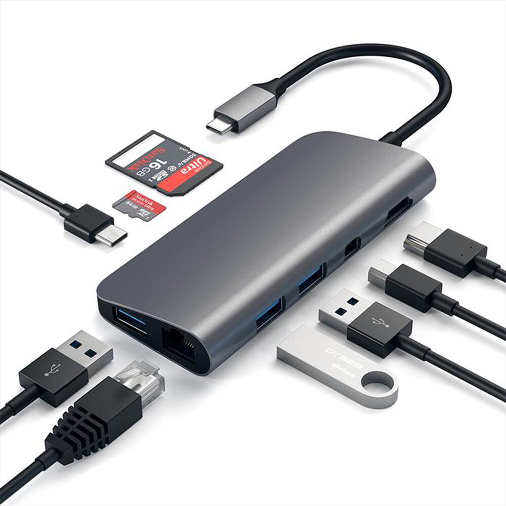 "SATECHI - ADATTATORE USB-C MULTIMEDIA-grigio"