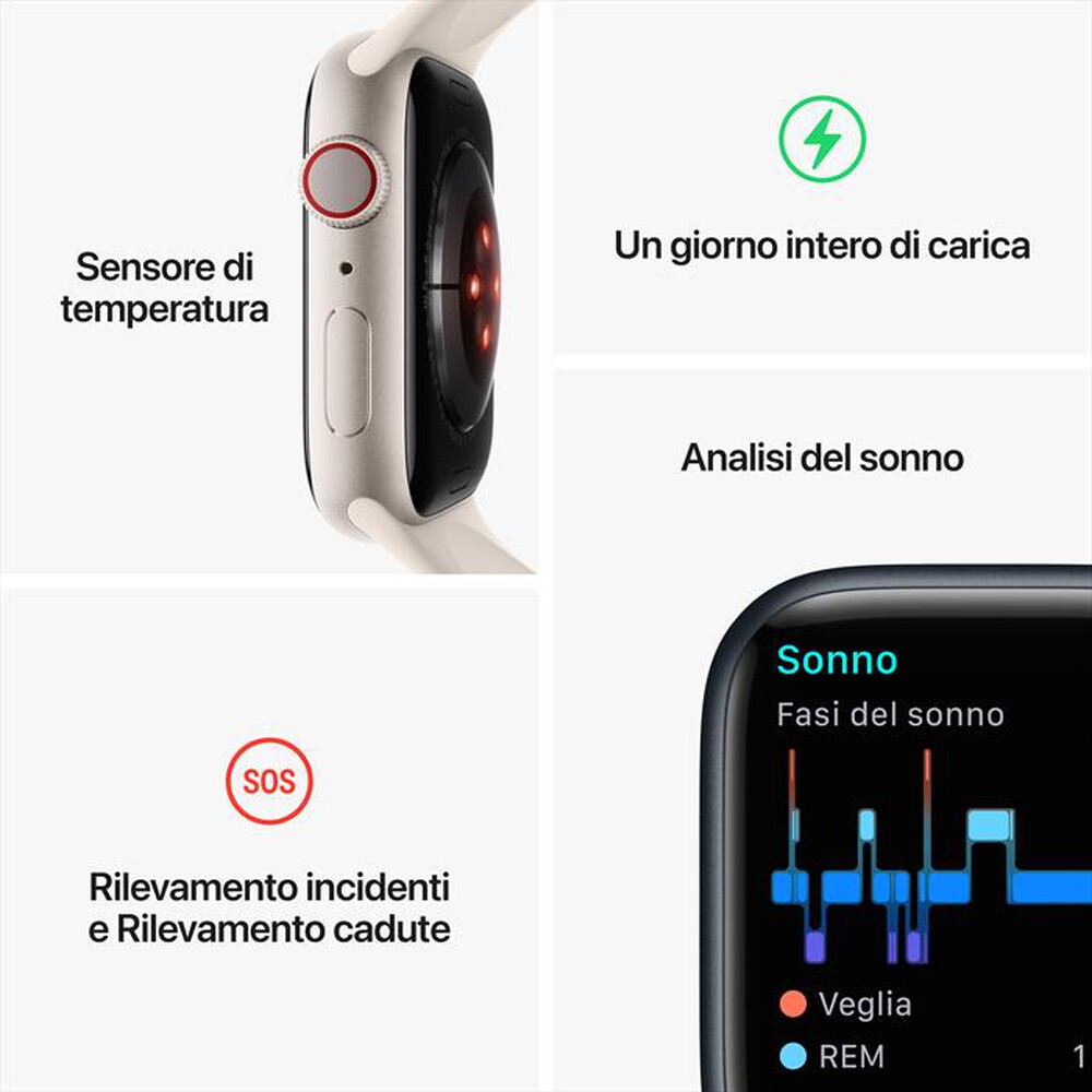 "APPLE - Watch Series 8 GPS + Cellular 45mm Alluminio-Argento - Bianco"