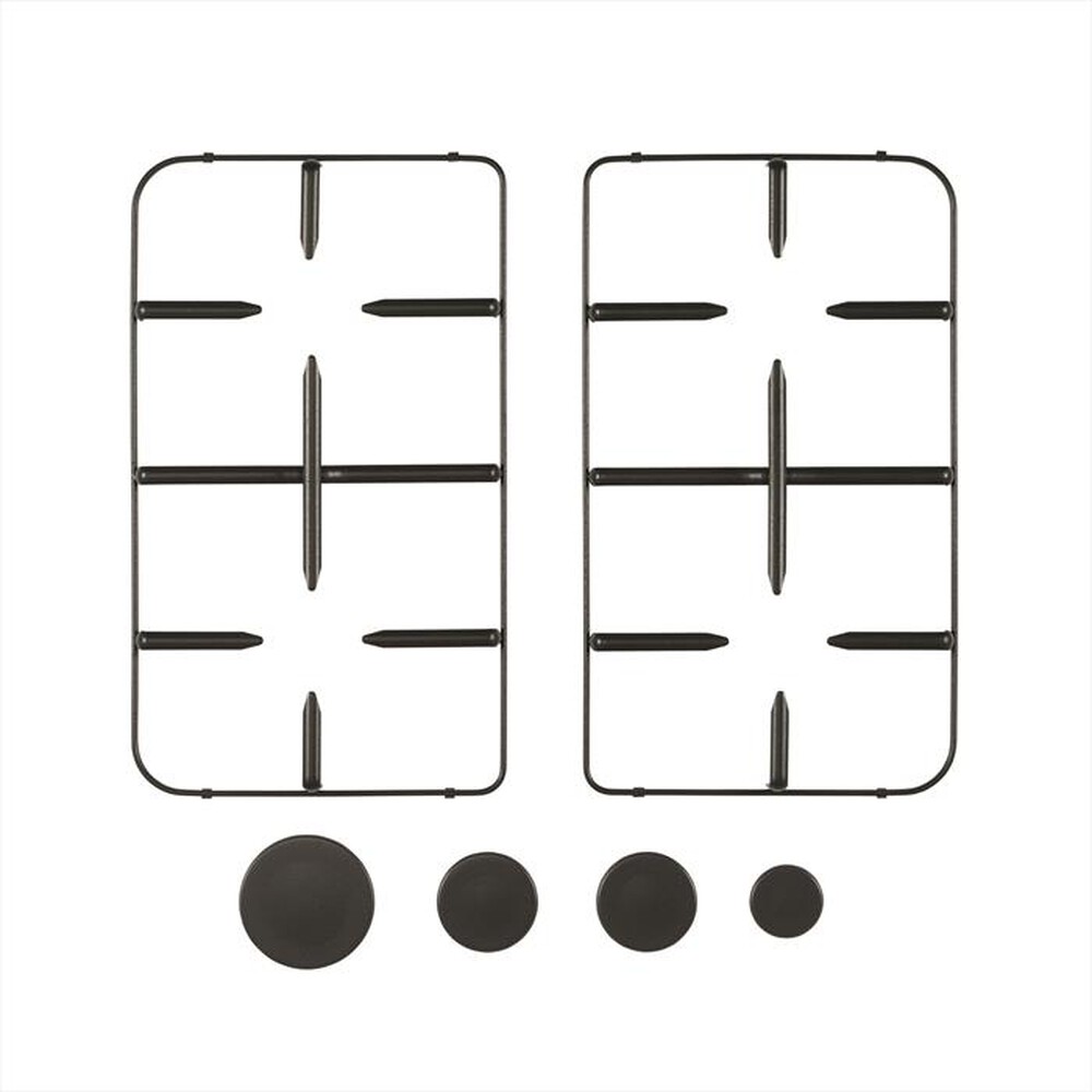 GLEM GAS - 9N60LMAT Kit 2 griglie + coprispartifiamma-Nero mat