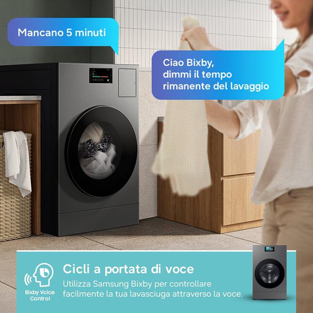 Immagine del prodotto SAMSUNG - Lavasciuga WD18DB8995BZT2 18/11 Kg Classe A-Dark Silver Steel -obl&ograve; Nero