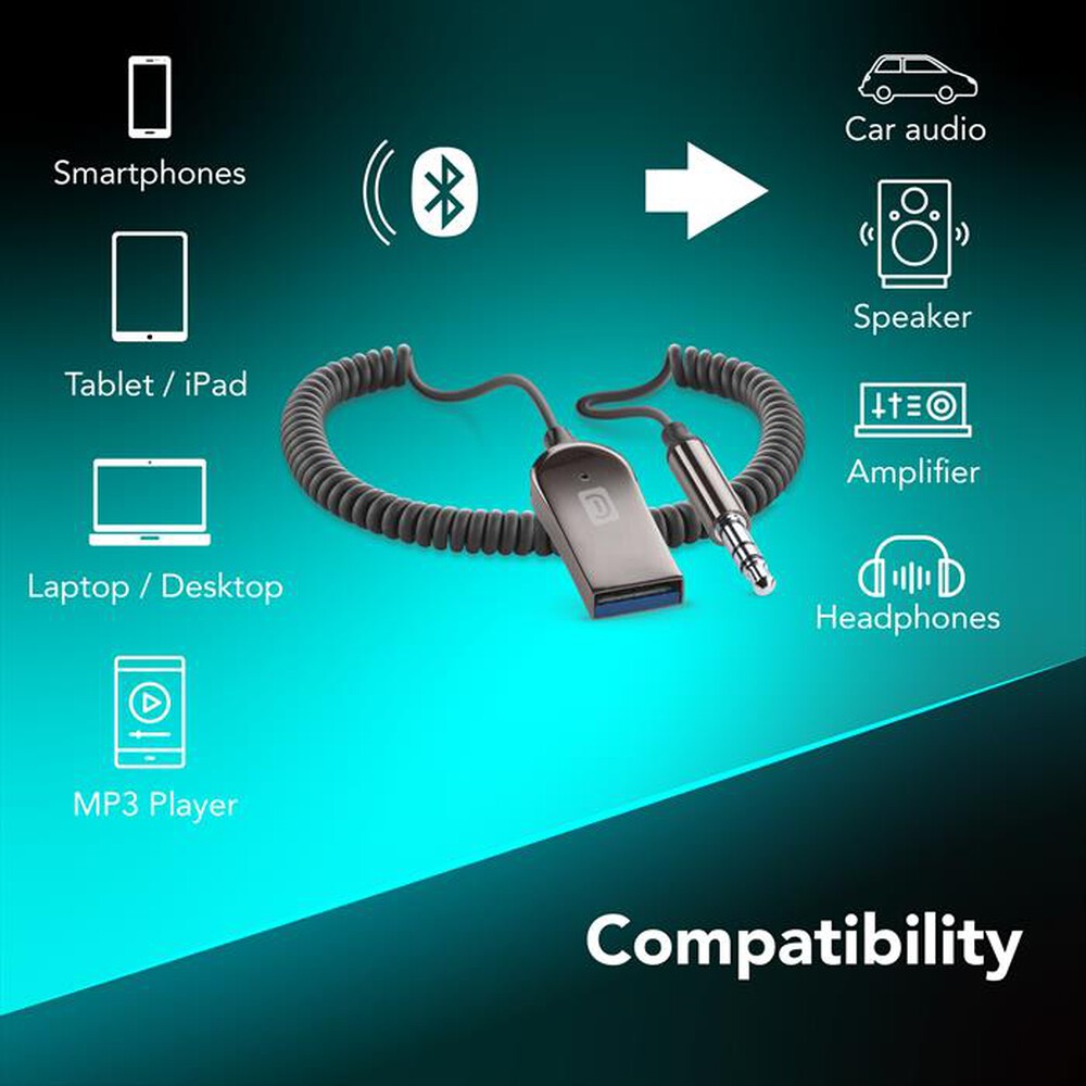 Immagine del prodotto CELLULARLINE - CAVO RICEVITORE BLUETOOTH CONNETTORE JACK 3.5-Nero