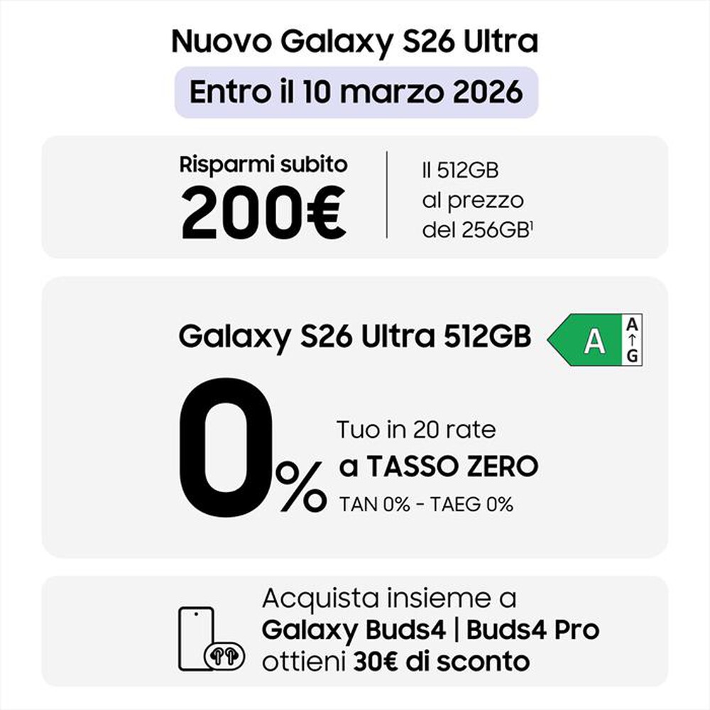 Immagine del prodotto SAMSUNG - Smartphone Galaxy S26 Ultra 512GB/12GB-Cobalt Violet