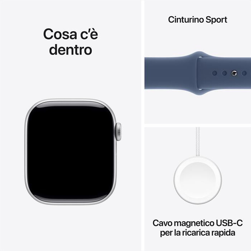 Immagine del prodotto APPLE - Watch Series 10 GPS + Cellular 42mm Alluminio-Argento - Sport Band Denim S/M