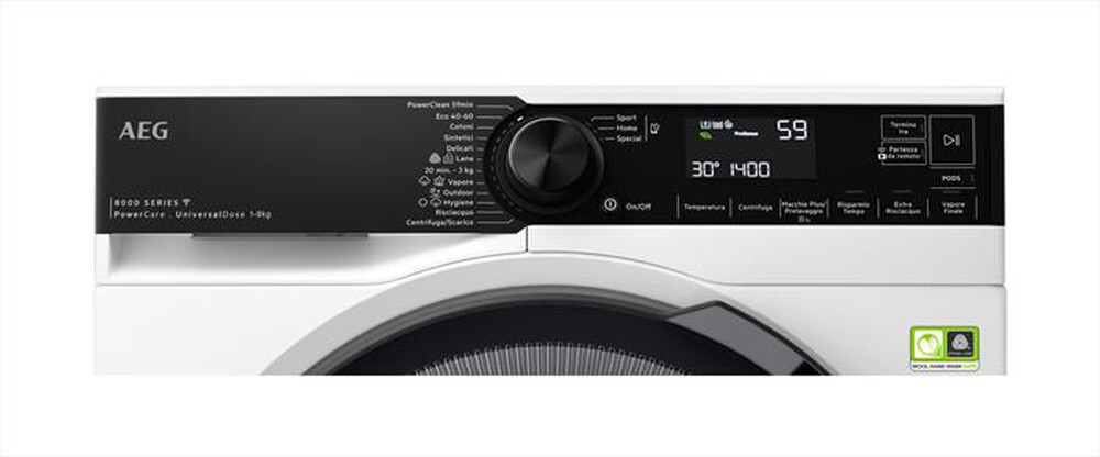 "AEG - Lavatrice LR8H84GBY 8 Kg Classe A-Bianco/oblò nero"