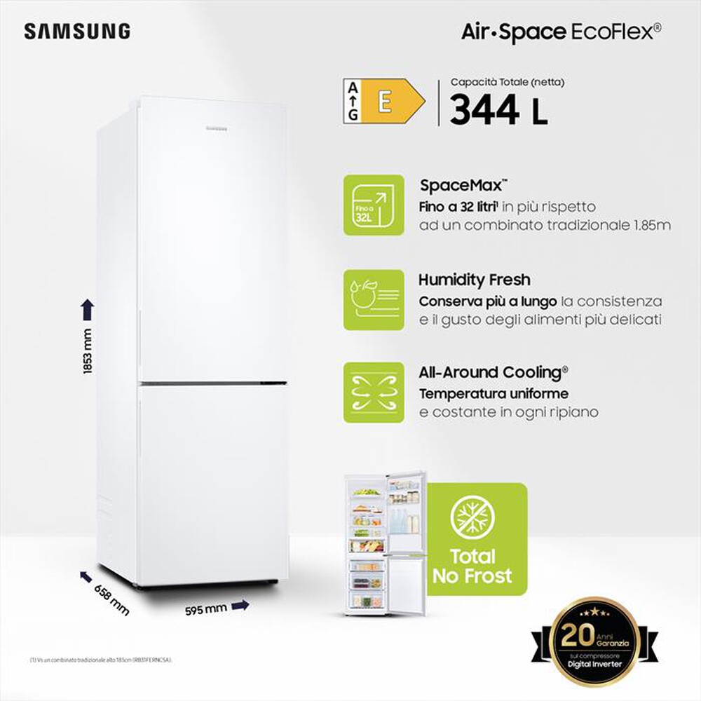 Immagine del prodotto SAMSUNG - Frigorifero combinato RB33B610EWW/EF Classe E 344l-WHITE
