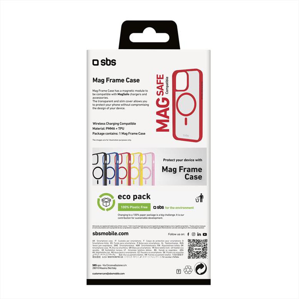 "SBS - Cover Mag Frame iPhone 16 Pro TEMAGCOLIP1661PR-Rosso"