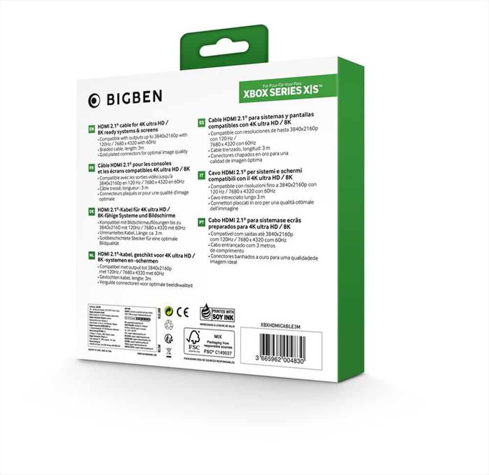 "BIG BEN - CAVO HDMI 2.1 NERO 3 MT XBOX SERIE X/S-Nero"