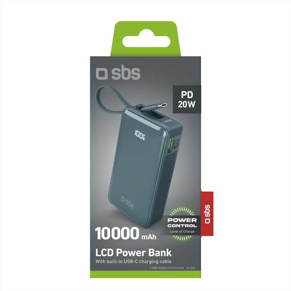 "SBS - Powerbanks TTBB10000LCDTCPD20A-Azzurro"